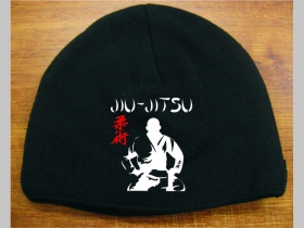 Jiu Jitsu čierna pletená čiapka stredne hrubá vo vnútri naviac zateplená, univerzálna veľkosť, materiálové zloženie 100% akryl